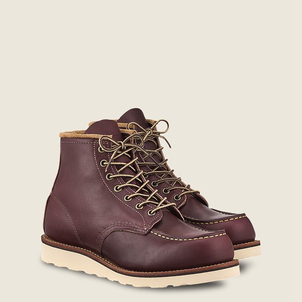 Mens Red Wing Classic Moc - 6-inch Mesa Leather - Heritage Boots Burgundy - RHQ863419